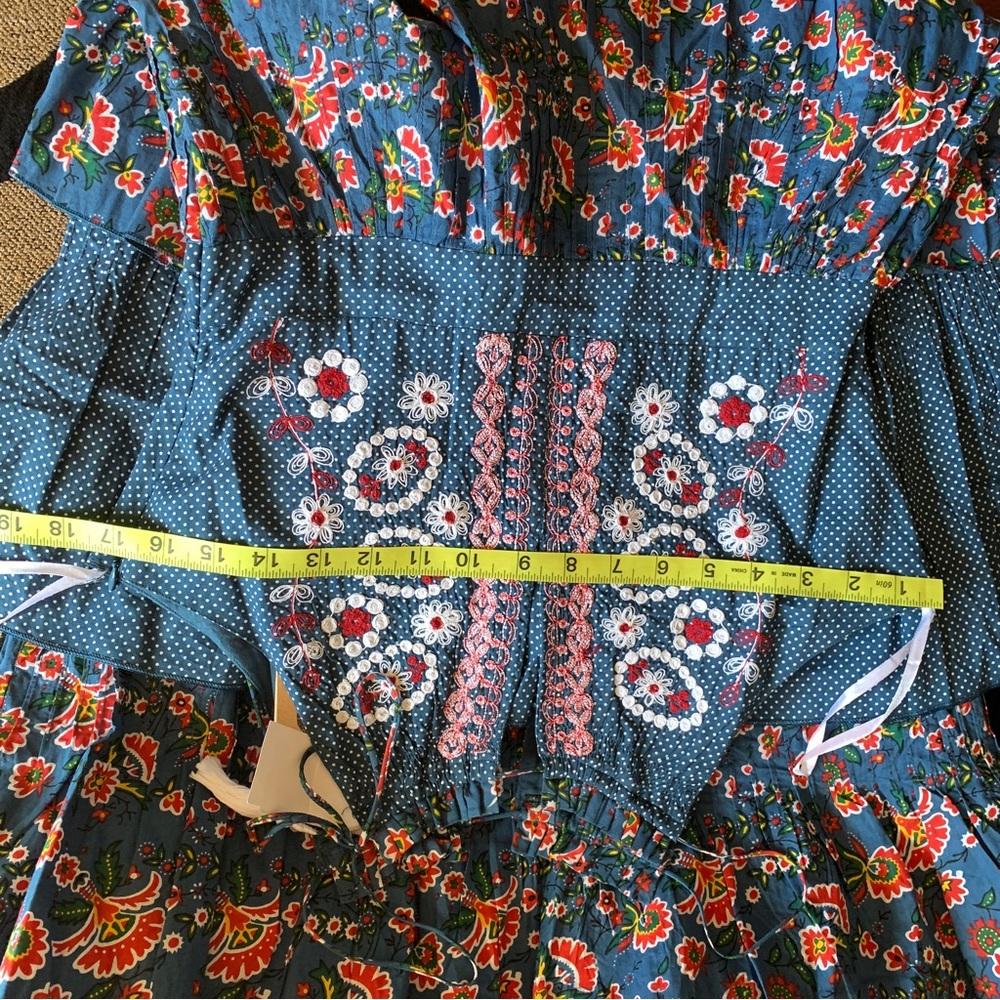 ANTHROPOLOGIE KOPAL embroidered dress Small floral print NWT new tiered halter - Picture 14 of 16